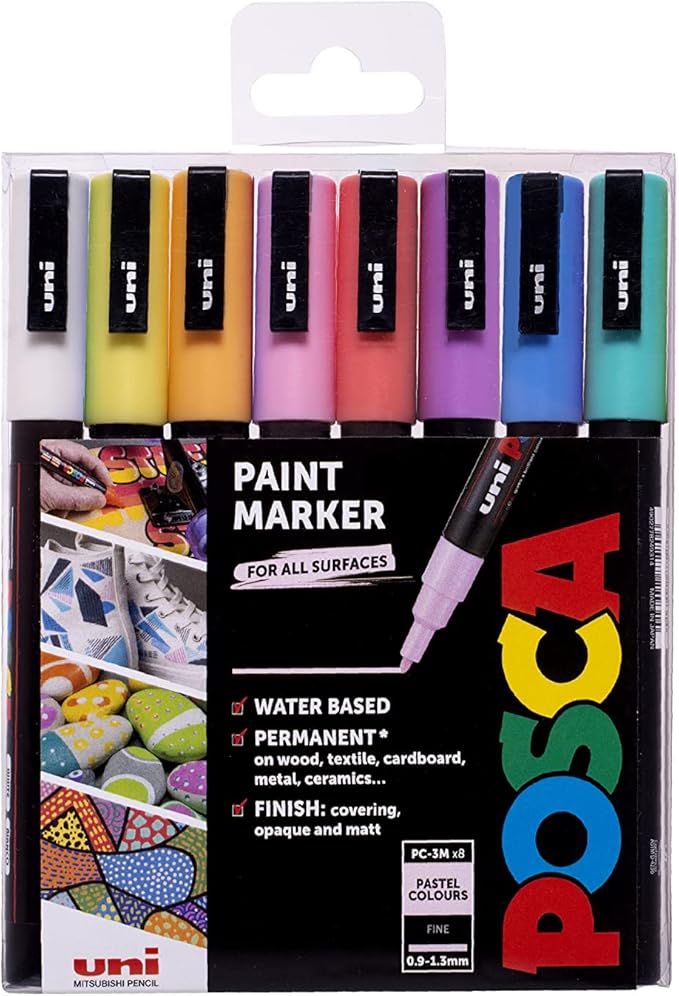 Marcadores Posca PC-3M Pasteles Cartera de 8 piezas