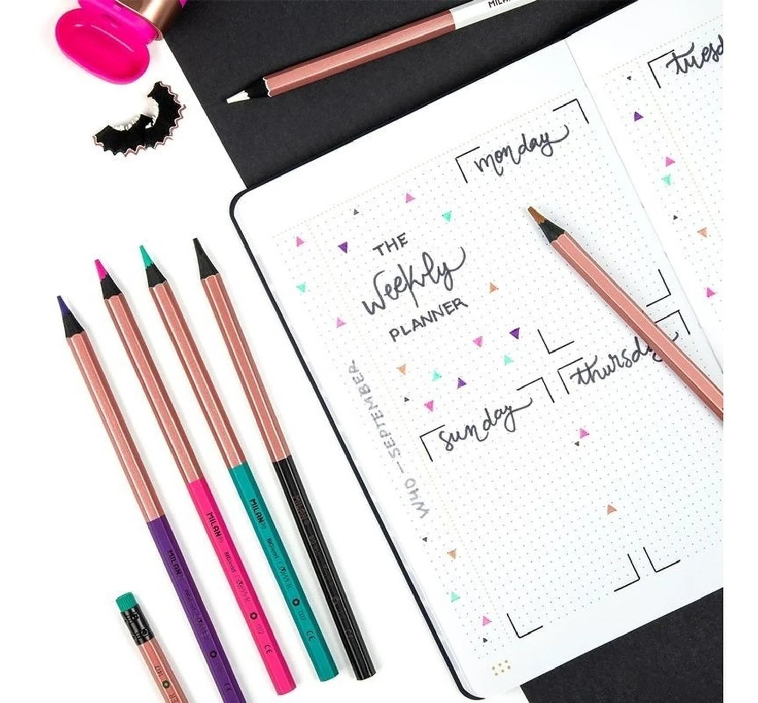 Blíster c/6 lápices hexagonales de colores mina gruesa