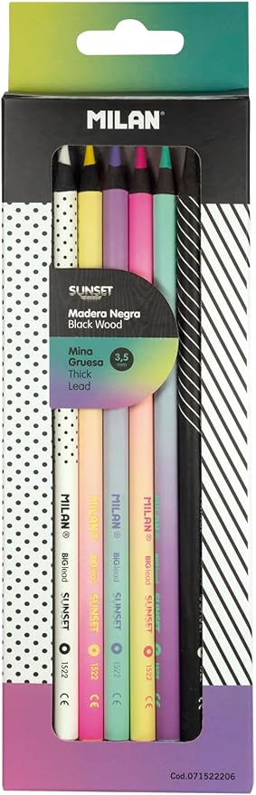 Blíster c/6 lápices de color mina gruesa Sunset