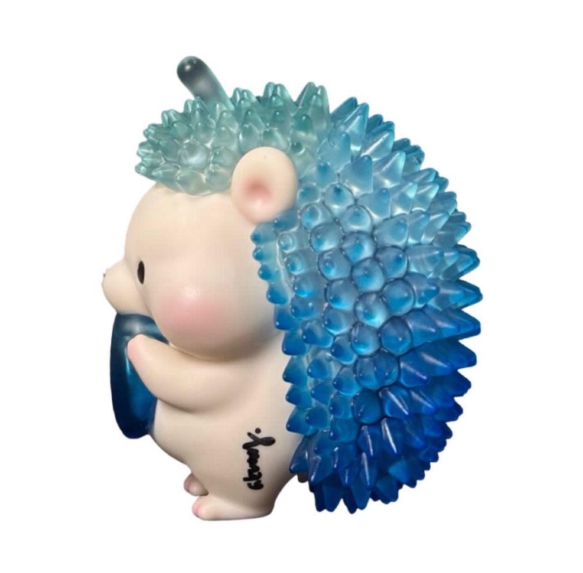 Clear Light Blue Durian Hedgehog 6” Figure Signed by Jinart