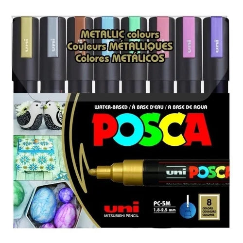 Marcadores Posca PC-5M Metálicos Cartera de 8 piezas